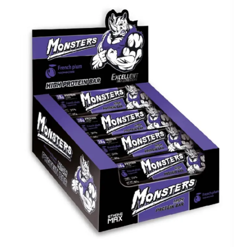 Протеиновые батончики, Strong Max - 80g x 20шт French Plum