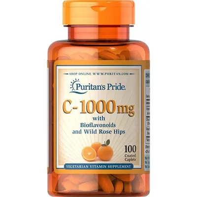 Вітамін C Puritans Pride — 1000 мг, with bioflavonoids-rose hips - 100tabs, для імунітету