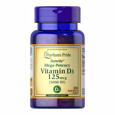 Вітамін Д-3, Vitamin D-3 125mcg (5000 IU) - 100 tabs