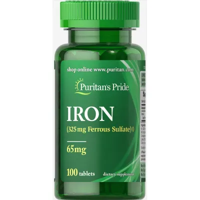 Сульфат заліза, Iron Ferrous Sulfate 65 mg - 100 Tablets
