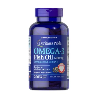 Омега-3, Omega-3 Fish Oil 1200 mg (360 mg Active Omega-3) - 200 softgels