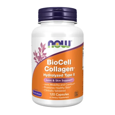 Колаген Now Foods (BioCell ® Hydrolyzed Type II) — 120 веганських капсул, для суглобів і шкіри