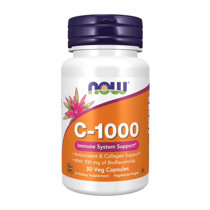 Вітамін C Now Foods (1000) — 30 веганських капсул, для імунітету