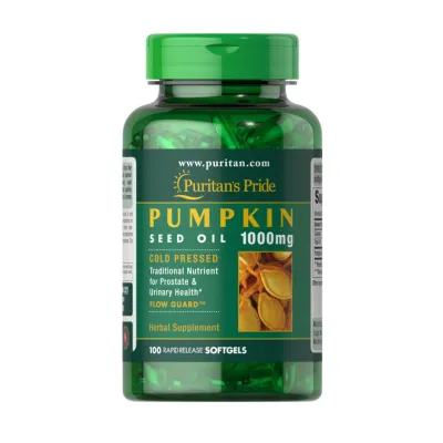 Передтренувальник 1000мг Puritans Pride (Pumpkin Seed oil) — 100 софтгелів