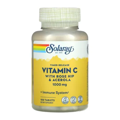 Витамин С с шиповником и ацеролой, Vitamin C with Rose Hips & Ace 1000mg - 100 tabs