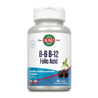 Витамин Б6, Б12 и Фолиевая кислота, B-6 B-12 Folic Acid - 60 tabs Black Cherry