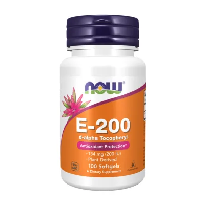 Витамин E (D-альфа-токоферол), Vitamin E-200 D-Alpha Tocopheryl - 100 softgels