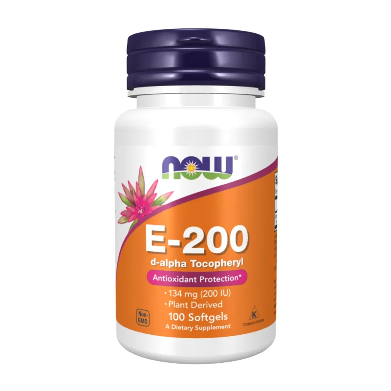 Витамин E (D-альфа-токоферол), Vitamin E-200 D-Alpha Tocopheryl - 100 softgels