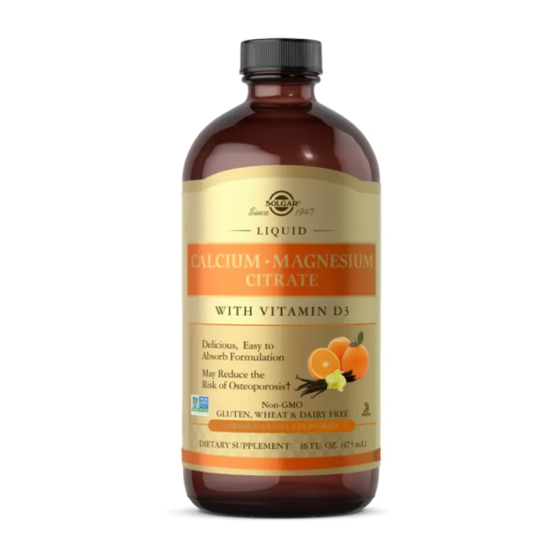 Магній Solgar (Liquid Calcium Citrate with) — 473 мл, натуральний апельсин-ваніль, для м’язів і нервової системи