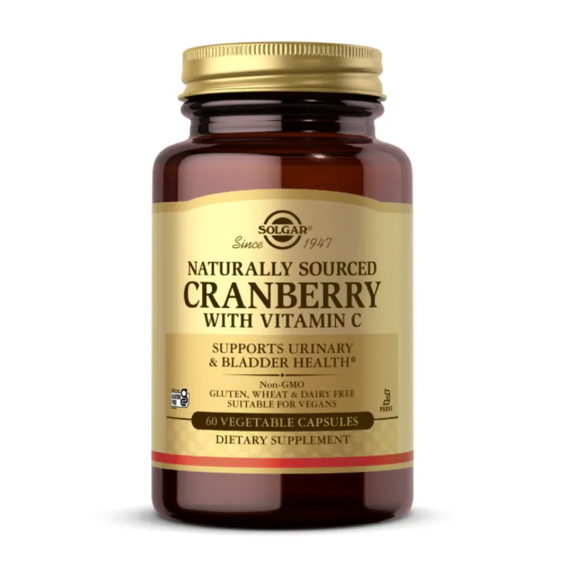 Вітамін C Solgar (Natural Cranberry with) — 60 веганських капсул, для імунітету