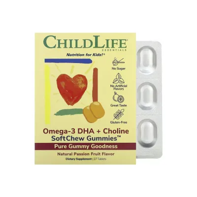Омега-3 ДГК та холін, Omega-3 DHA + Choline - 27 tabs Natural Passion Fruit