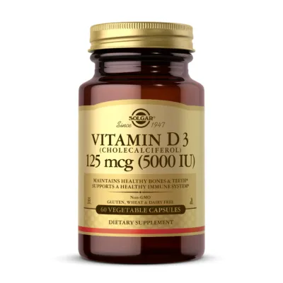 Вітамін D3 125 мкг Solgar ((Cholecalciferol) ()) — 60 веганських капсул