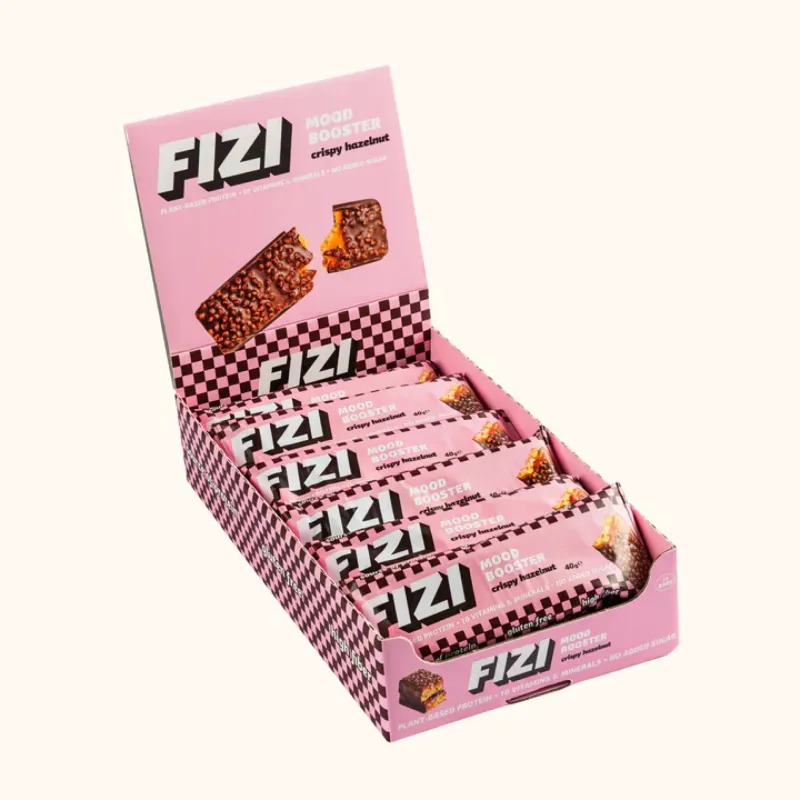 Батончкики, Fizi Mood Booster - 12x40g Crispy Hazelnut
