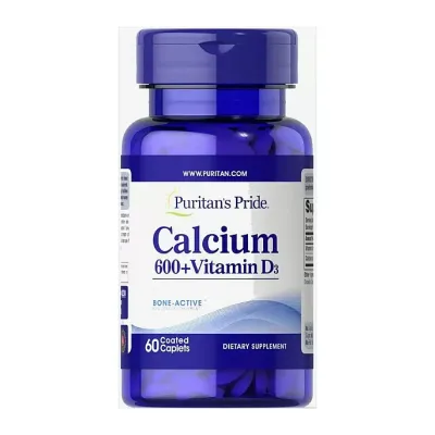 Кальцій та вітамін Д3, Calcium Carbonate 600mg + D3 125IU - 60 coated caplets