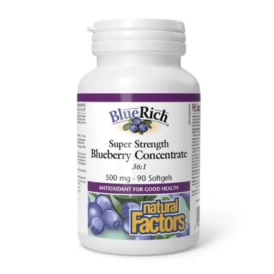 Екстракт ягід для захисту сітківки 500 мг Natural Factors (BlueRich) — 90 м'яких гелевих капсул