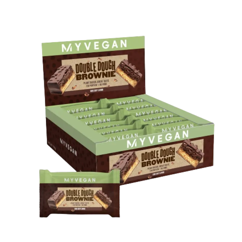 Протеиновые батончики, Vegan Double Dough Brownie - 12x60g Chocolate Chip