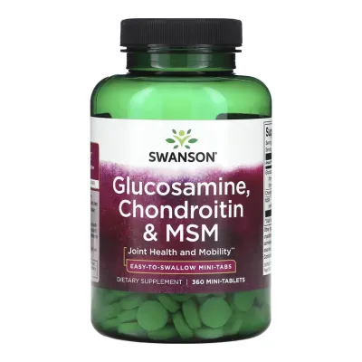 Глюкозамін Swanson (Glucosamine, Chondroitin & Msm Mini Tabs) — 360 таблеток, для суглобів і шкіри
