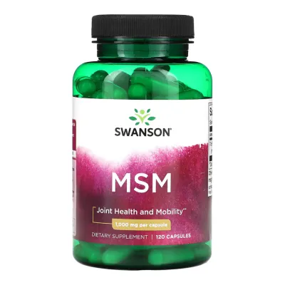 Джерело біодоступної сірки для суглобів МСМ 1000 мг Swanson (MSM) — 120 капсул