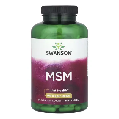 Рослинна сірка для відновлення суглобів МСМ 500 мг Swanson (MSM) — 250 капсул