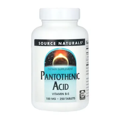 Вітамін B5 для надниркових залоз Пантотенова кислота 100 мг Source Naturals (Pantothenic Acid) — 250 таблеток