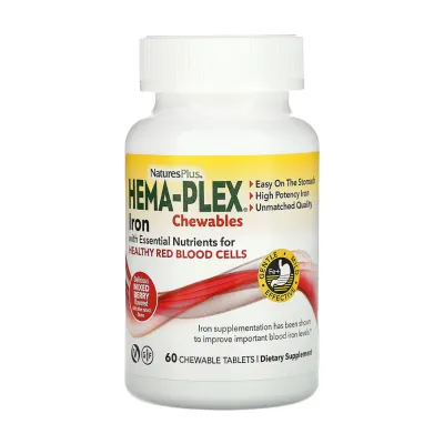 Залізо з вітамінами Хема-Плекс Nature's Plus (Hema-Plex) — 60 жувальних таблеток