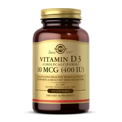 Вітамін D3 10 мкг Solgar ((Cholecalciferol) ()) — 100 софтгелів