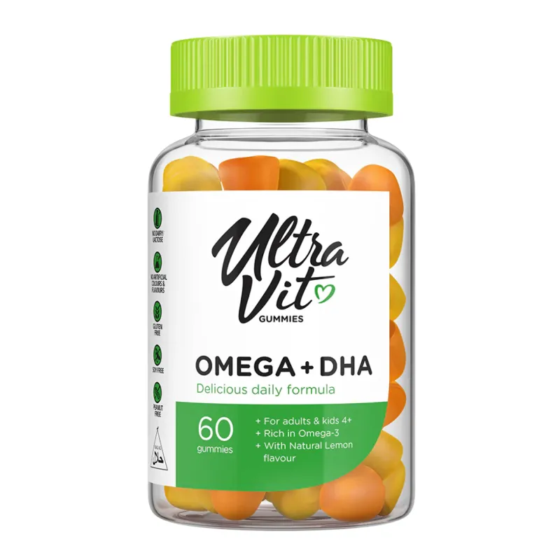 Ягідні вітаміни для мозку та зору Омега-3 та ДГК VPLab (Omega 3 + DHA) — 60 жувальних цукерок
