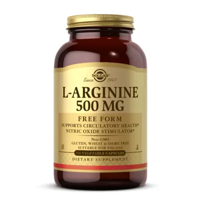 L-аргінін 500мг Solgar (L-Arginine) — 250 веганських капсул, для сили та тренувань