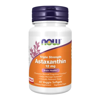 Астаксантин 12 мг Now Foods (Astaxanthin Triple Strength) — 60 софтгелів