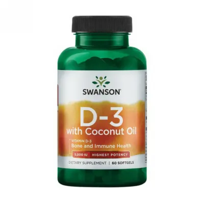 Олія 5000IU Swanson (D3 with Coconut oil) — 60 софтгелів