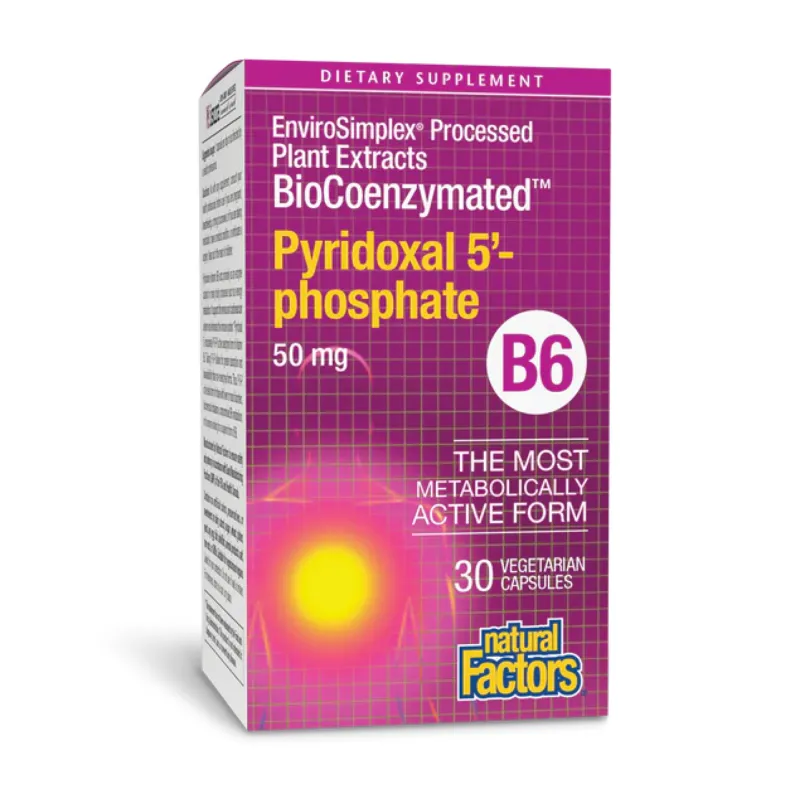 Вітамін B6 50мг Natural Factors (BioCoenzymated Pyridoxal 5'-phosphate) — 30 веганських капсул