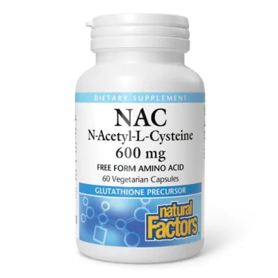 Амінокислоти 600мг Natural Factors (N-Acetyl-L-Cysteine) — 60 веганських капсул