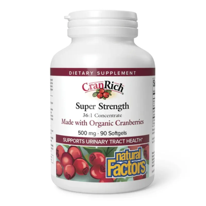 Концентрат клюквы, CranRich®️ Super Strength Organic Cranberry Concentrate 500mg - 90 softgels