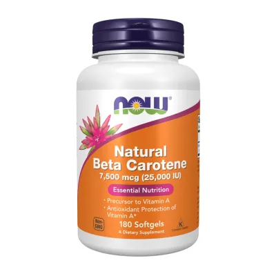 Бета-каротин 7500мкг Now Foods (Beta Carotene Natural) — 180 софтгелів