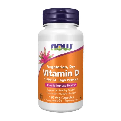 Вітамін D 1000 IU Now Foods (Vitamin D Dry) — 120 веганських капсул