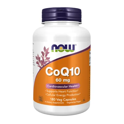Коензим Q10 60мг Now Foods (CoQ10) — 180 веганських капсул, для серця та енергії