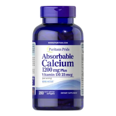 Кальцій та вітамін D3, Absorbable Calcium 1200mg Plus Vitamin D3 25mcg - 200 softgels