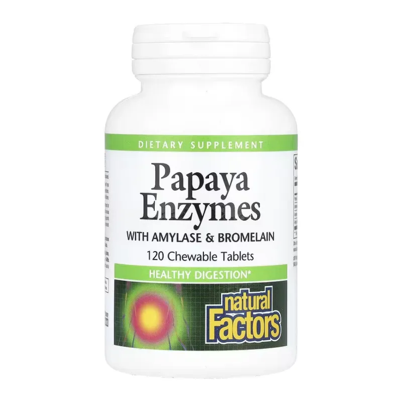 Рослинні ензими з плодів папаї для травлення Natural Factors (Papaya Enzymes) — 120 таблеток