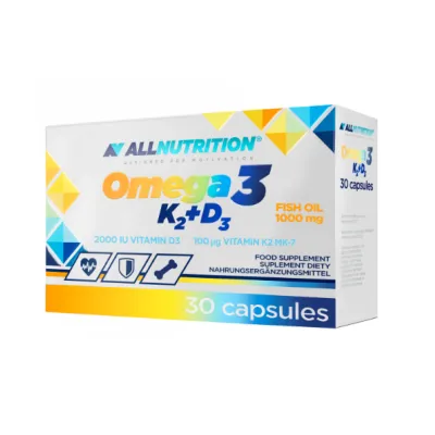 Омега-3 рыбий жир Allnutrition (K2+D3) — 30 капсул, для сердца, мозга и зрения