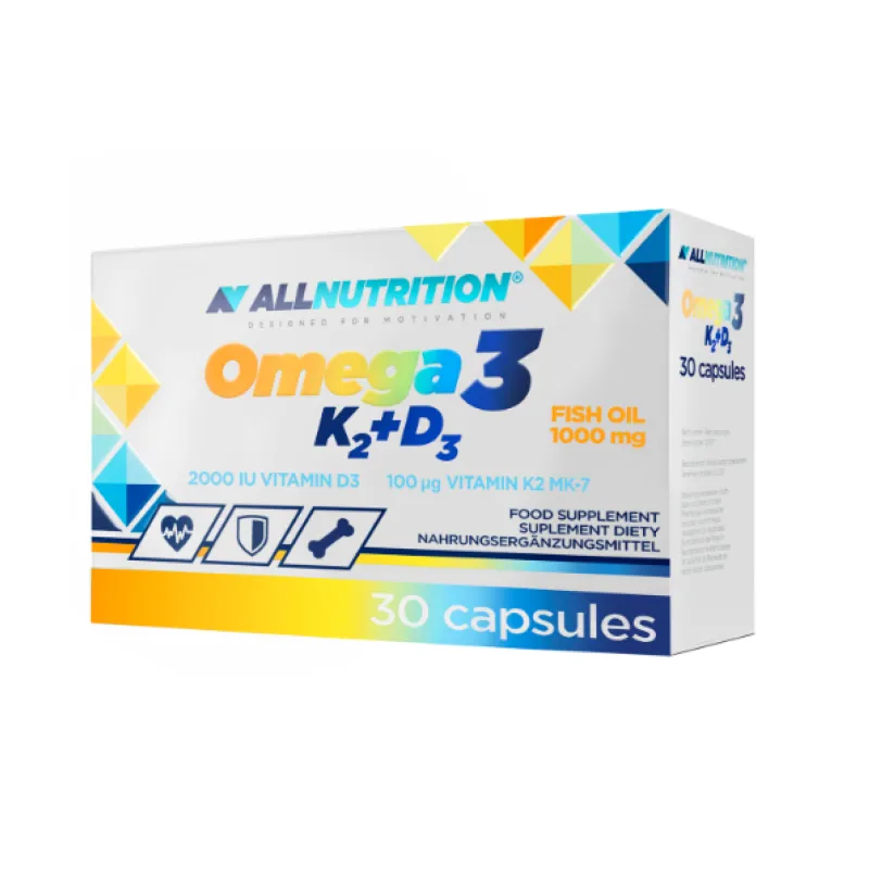 Омега-3 рыбий жир Allnutrition (K2+D3) — 30 капсул, для сердца, мозга и зрения