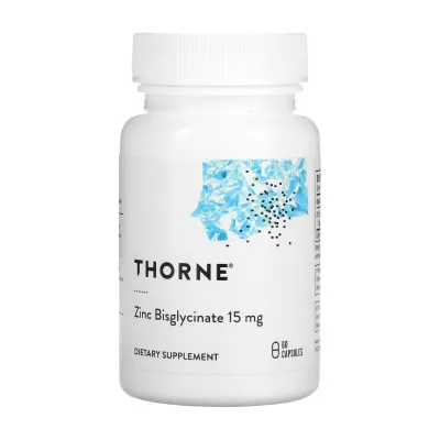 Цинк 15мг Thorne (Bisglycinate) — 60 капсул, для імунітету
