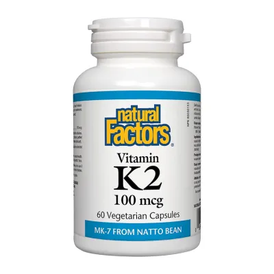 Вітамін K 100мкг Natural Factors (Vitamin K2) — 60 веганських капсул