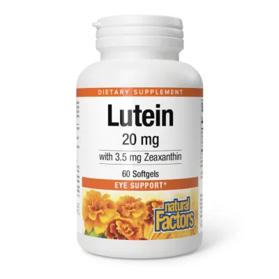 Лютеїн 20мг Natural Factors (Lutein) — 60 софтгелів, для зору