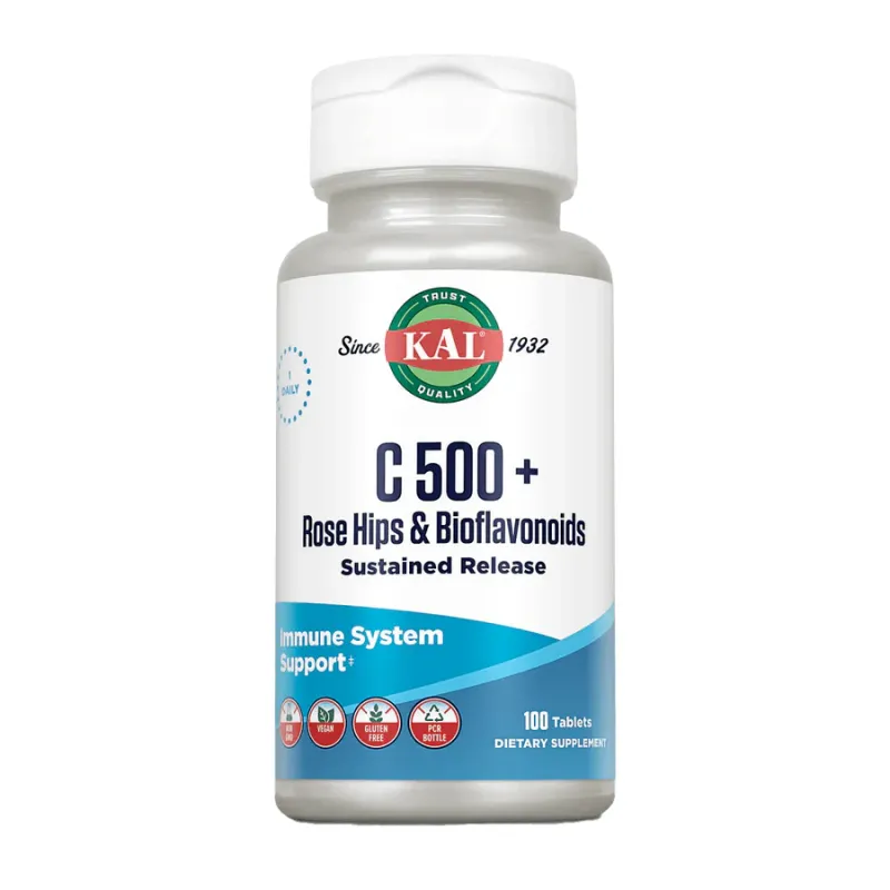 Витамин C 500 + Rose Hips & Bioflavonioids Sustained Release - 100 таблеток для иммунитета