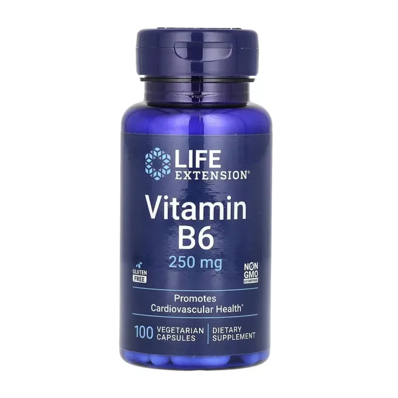 Вітамін B6 250 мг Life Extension (Vitamin B6) — 100 веганських капсул