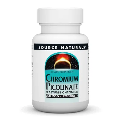 Хром 200 мкг Source Naturals (Chromium Picolinate Yeast Free) — 120 таблеток