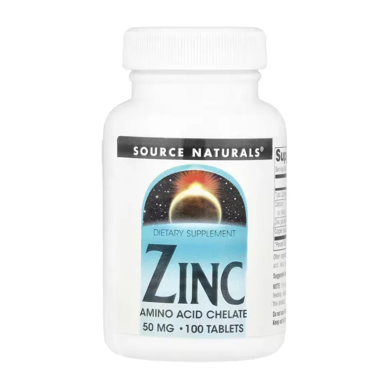 Цинк 50 мг Source Naturals — 100 таблеток, для імунітету