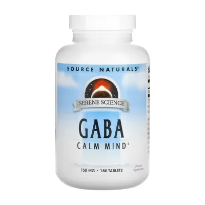 Заспокійливий нейромедіатор ГАМК 750 мг Source Naturals (Serene Science GABA) — 180 таблеток