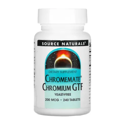Хром 200 мкг Source Naturals (ChromeMate® Chromium GTF , Yeast Free) — 240 таблеток