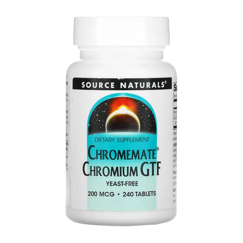 Хром 200 мкг Source Naturals (ChromeMate® Chromium GTF , Yeast Free) — 240 таблеток